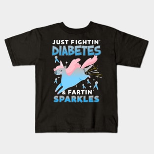 diabetes funny unicorn farting sparkles Kids T-Shirt